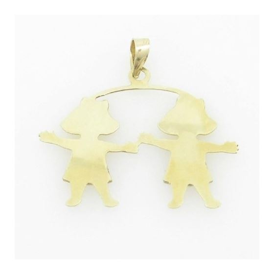 womens bp108 14K yellow gold twin boys girls charm pendant jewelry necklace 4
