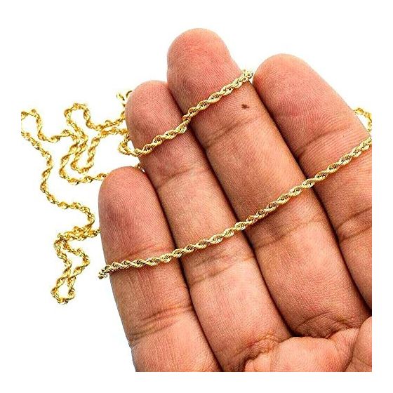 10K Yellow SOLID Gold Rope Chain Necklace 2MM wide 2