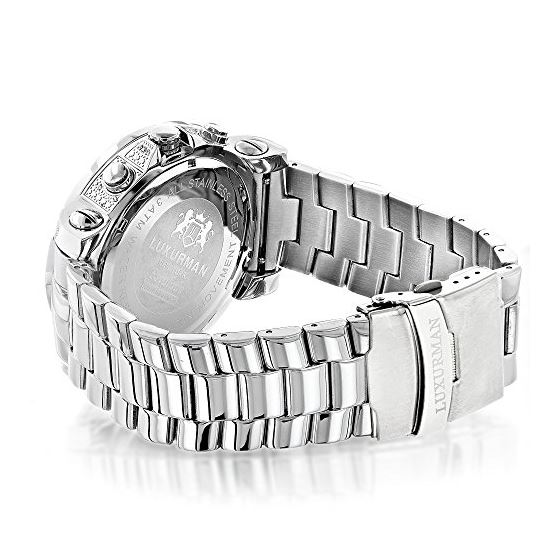 Heavy Mens Brand New Diamond Escalade Chronograph Watch 0.75ct Black by Luxurman 2
