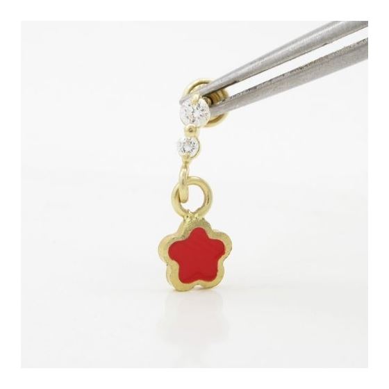 14K Yellow gold Flower cz chandelier earrings for Children/Kids web445 2