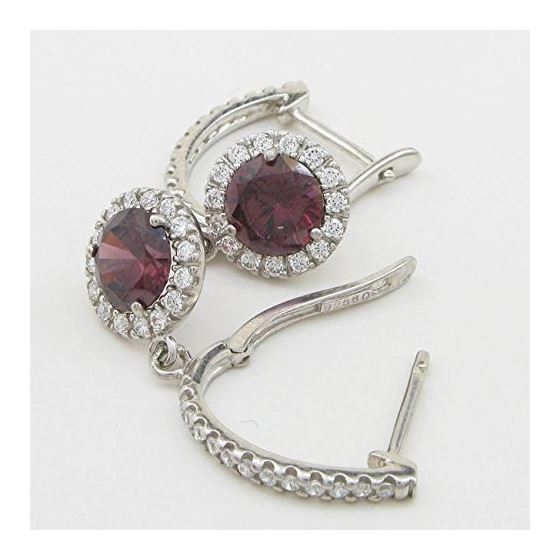 Womens Dark red cubic zirconia drop cz chandelier earring Silver23 4