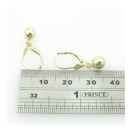 womens bp70 fancy earrings 14K yellow gold italian ball stud huggie hoop 4