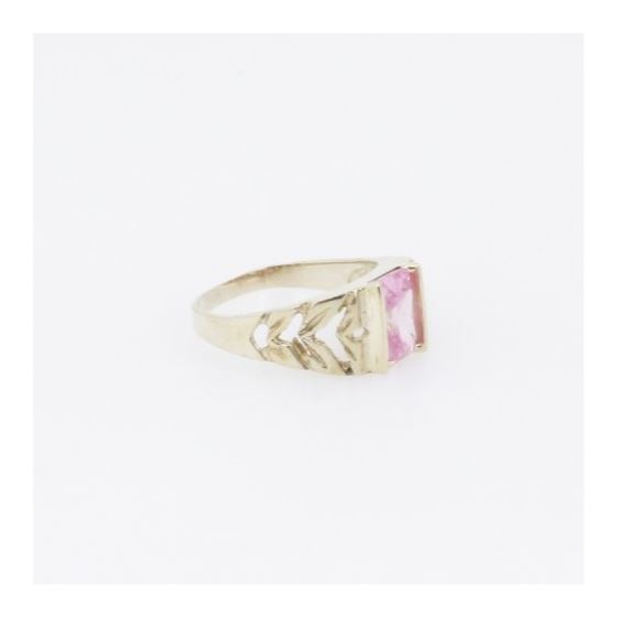 10k Yellow Gold Syntetic pink gemstone ring ajjr97 Size: 2 4