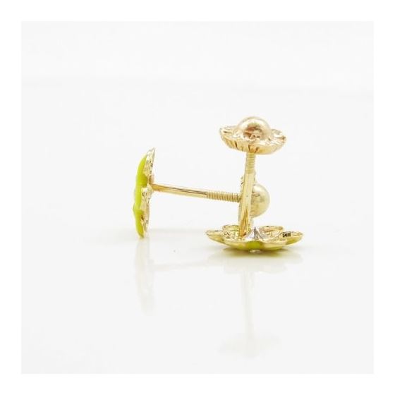14K Yellow gold Flower cz stud earrings for Children/Kids web19 4