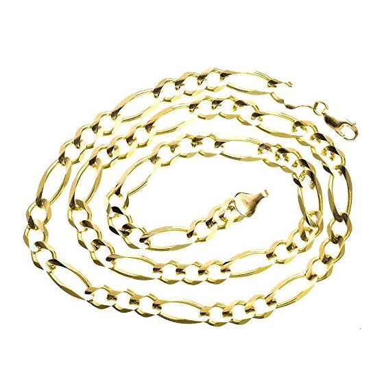 14K YELLOW Gold SOLID FIGARO Chain - 24 Inches Long 7.9MM Wide 2