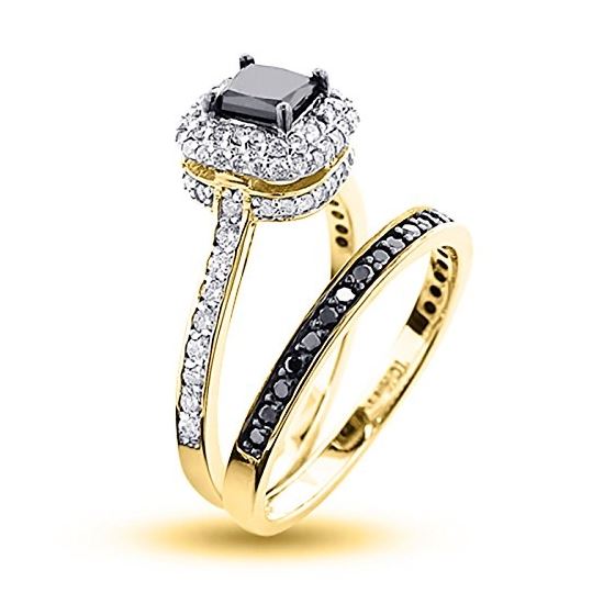 10K White Black 1.2 Ctw Diamonds Unique Bridal E-2