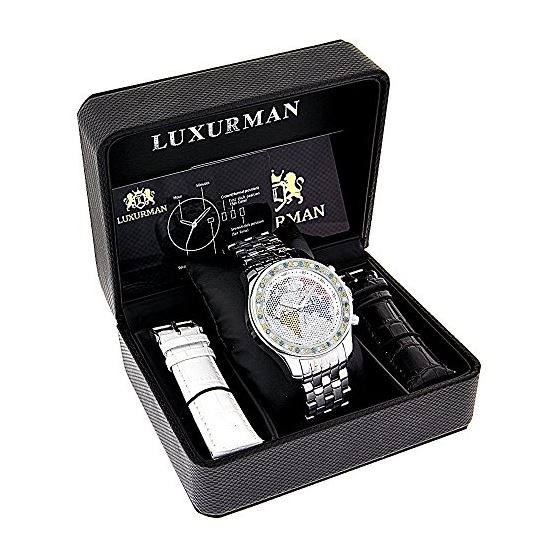 "Luxurman Watches Mens Diamond Watch 3.50ct of Yellow