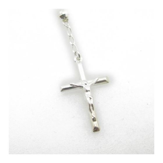 "Mens .925 Italian Sterling Silver white beaded rosary Length - 24 inches Width - 6mm (extender - 6"