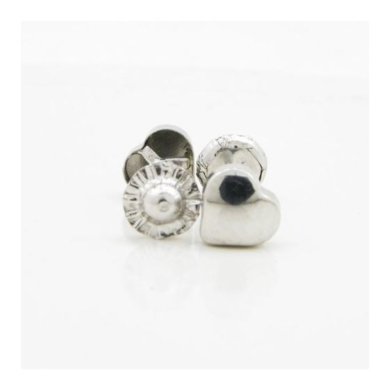 14K White gold Plain heart stud earrings for Children/Kids web208 2