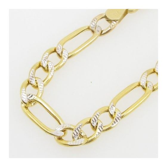 Mens 10k Yellow Gold diamond cut figaro cuban mariner link bracelet AGMBRP2 8 inches long and 6mm wi