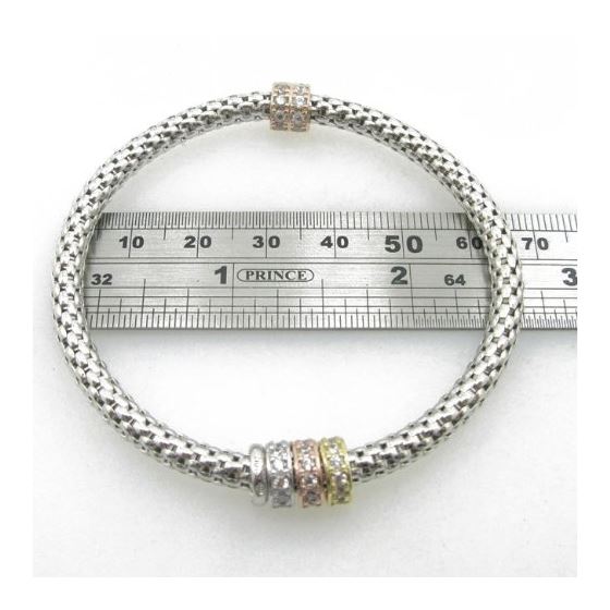 Ladies .925 Italian Sterling Silver white fancy italian primavera bracelet Diameter - 2.55 inches 4
