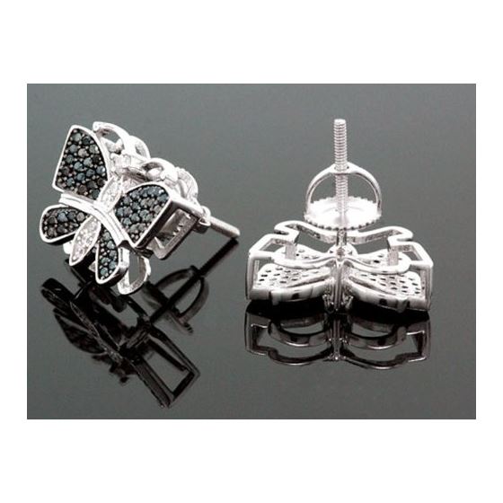 Sterling Silver Butterfly Fashion Hand Set Stud Earrings ME0210c 2