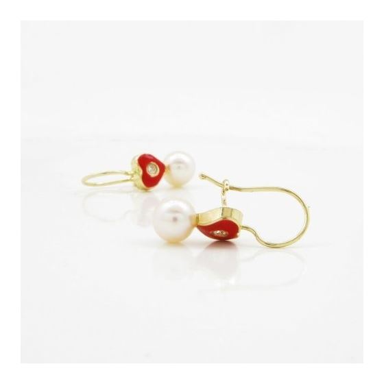 14K Yellow gold Heart and pearl hoop earrings for Children/Kids web49 4