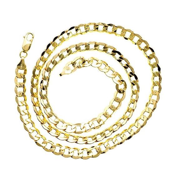 10K YELLOW Gold HOLLOW ITALY CUBAN Chain - 24 Inches Long 7MM Wide 2