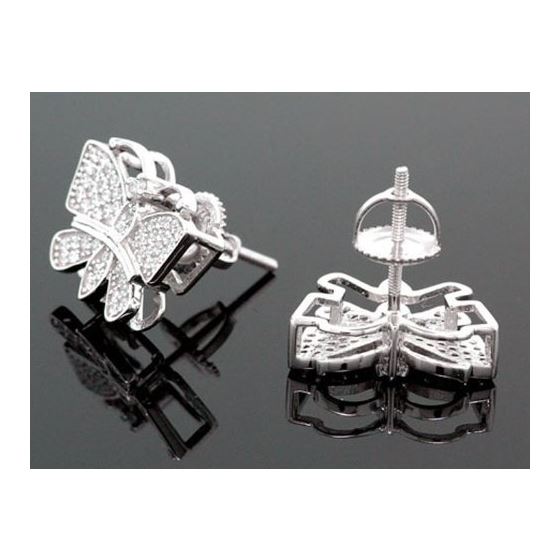 Sterling Silver Butterfly Fashion Hand Set Stud Earrings ME0210b 2