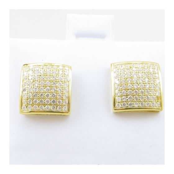 Mens .925 sterling silver Yellow 7 row square earring MLCZ98 5mm thick and 10mm wide Size 2