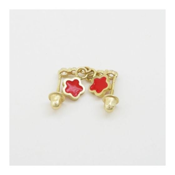 14K Yellow gold Flower cz chandelier earrings for Children/Kids web445 4
