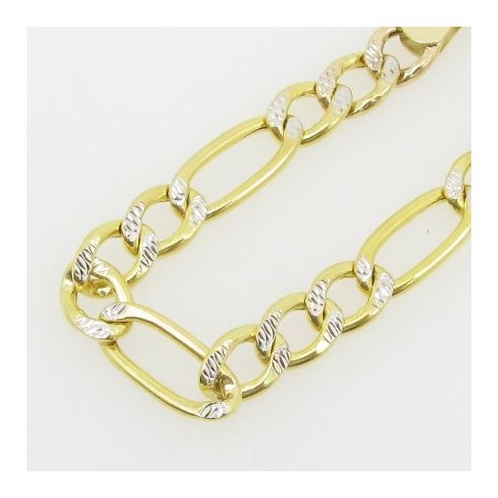 Mens 10k Yellow Gold diamond cut figaro cuban mariner link bracelet 8.5 inches long and 7mm wide 2