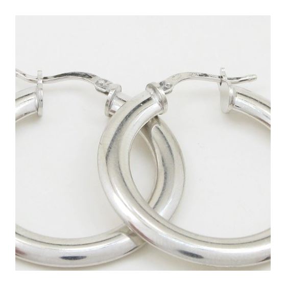 Round silver diamond cut hoop earring SB78 30mm tall and 29mm wide 2