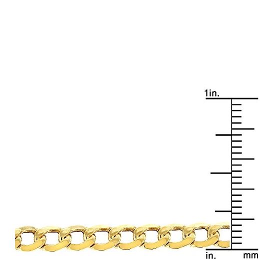 "10K 24"" long Yellow Gold 4.4mm wide Curb Cuban Italy Lite Chain Necklace with Lobster Clasp FJ-100