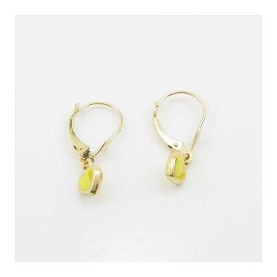 14K Yellow gold Heart chandelier earrings for Children/Kids web465 4
