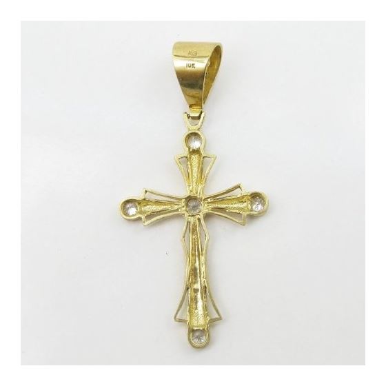 Mens 10k Yellow gold White gemstone jesus cross charm EGP100 4