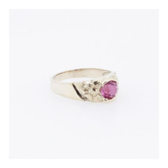 10k Yellow Gold Syntetic red gemstone ring ajjr68 Size: 3 4