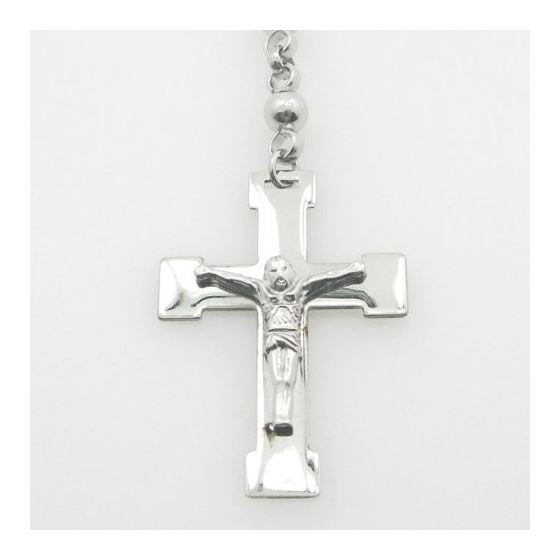 "Stainless Steel Rosary Necklace with Cross R145 ball 6 mm