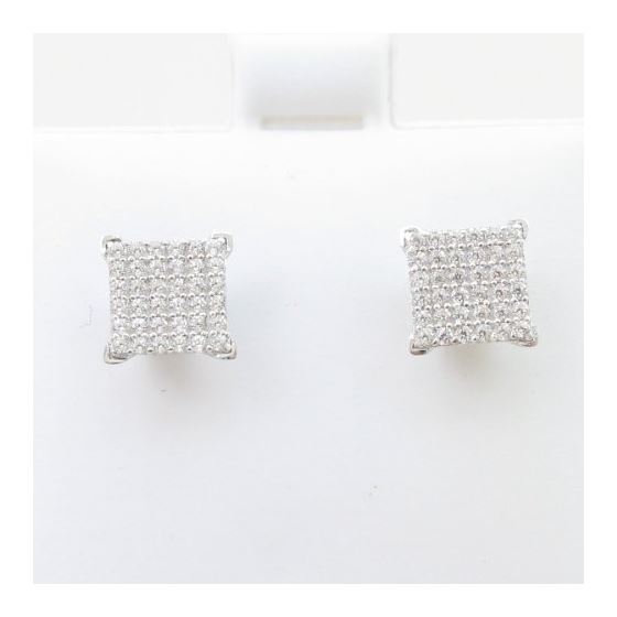 Mens .925 sterling silver White 6 row square earring MLCZ42 5mm thick and 8mm wide Size 2