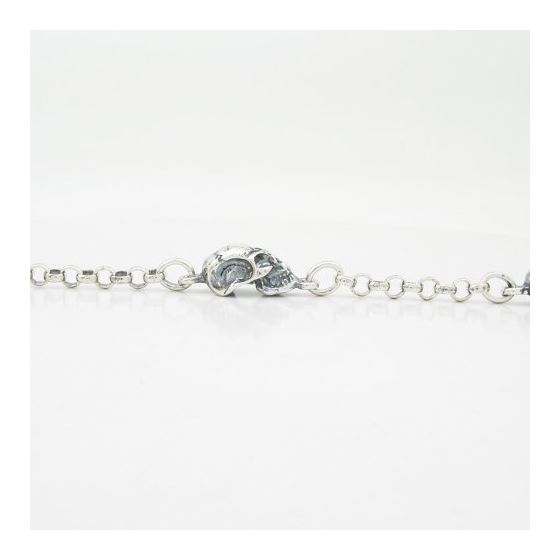 Unisex Sterling silver Trace link skull bracelet 4