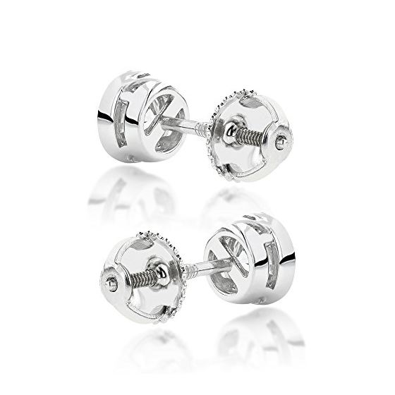 Platinum Natural Round Diamond Bezel Stud Earrin-2