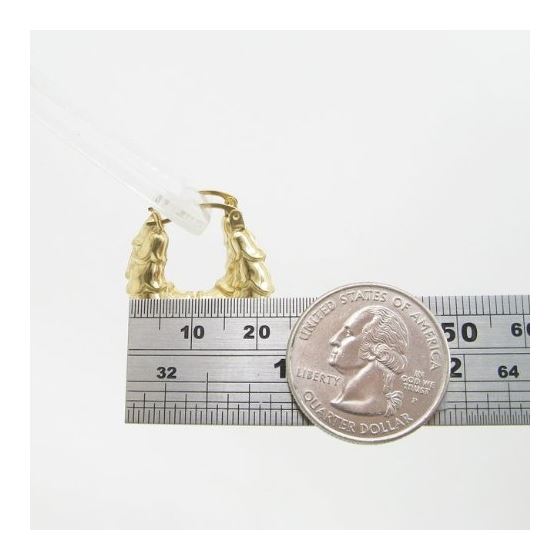 10k Yellow Gold earrings Fancy puff bamboo gold earrings AGBE69 4