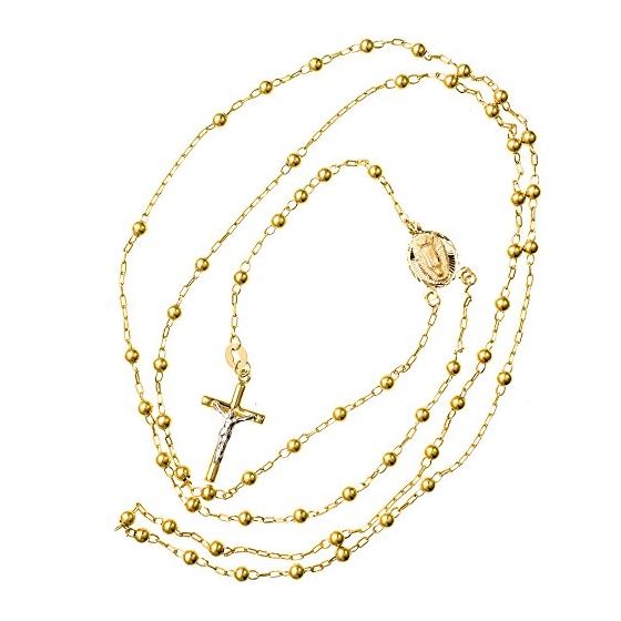 14K YELLOW Gold HOLLOW ROSARY Chain - 28 Inches Long 3.04MM Wide 2