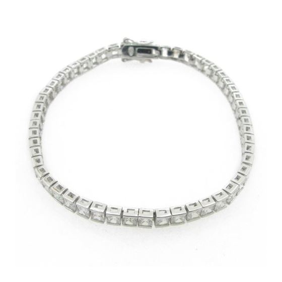 Ladies .925 Italian Sterling Silver princess cut cz tennis bracelet 2