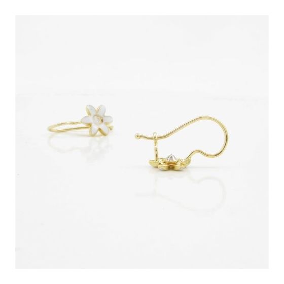 14K Yellow gold Flower cz hoop earrings for Children/Kids web40 4