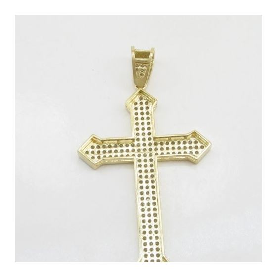 Mens 10k Yellow gold House head gold cross cz pendant GCHA4 4