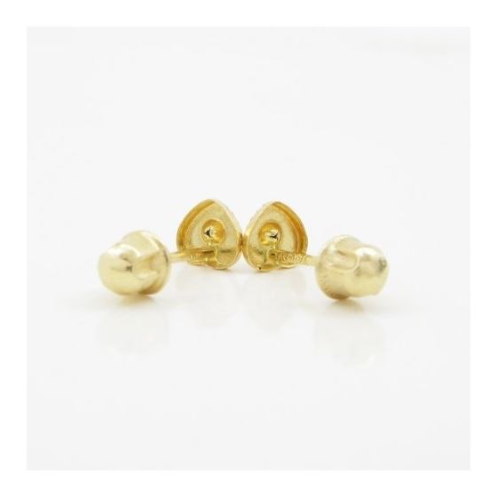 14K Yellow gold Heart cz stud earrings for Children/Kids web482 4