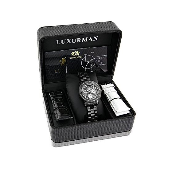Iced Out Watches: LUXURMAN Black Diamond Watch 2-4