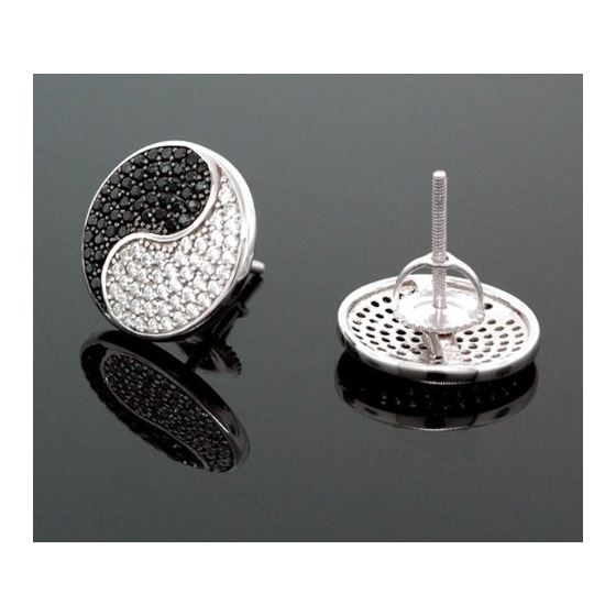 Sterling Silver Unisex Fashion Round Hand Set Stud Earrings ME0220c 2