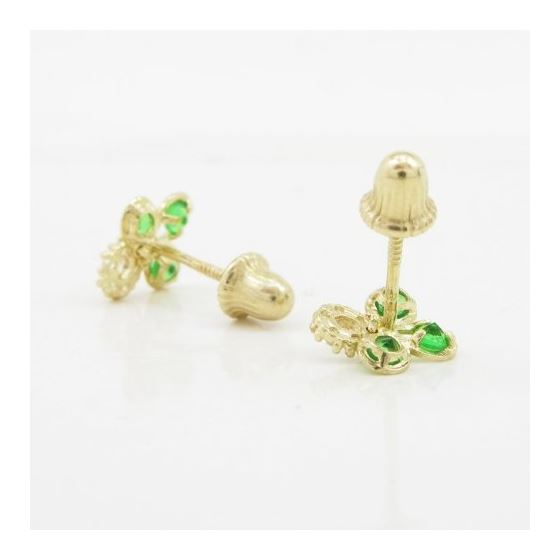 14K Yellow gold Flower cz stud earrings for Children/Kids web428 4