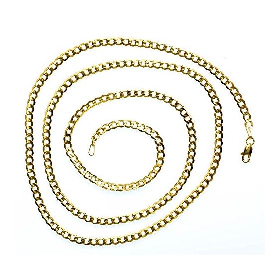 10K YELLOW Gold HOLLOW ITALY CUBAN Chain - 22 Inches Long 3.5MM Wide 2