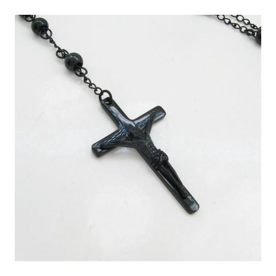 Mens Black Stainless Steel Rosary Necklace 28 An-2