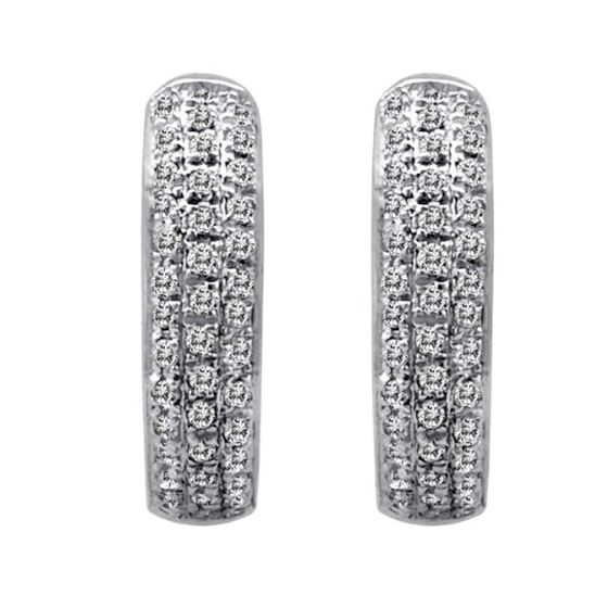 14k Gold Plated Sterling Silver Diamond Hoop Earrings (0.33ctw 3mm Wide) 2