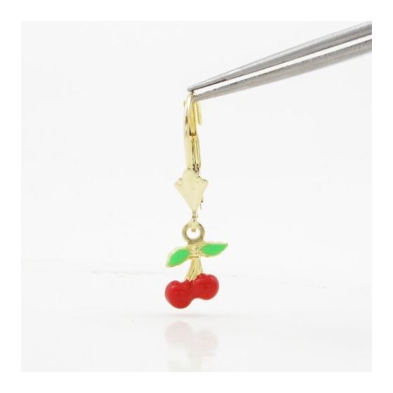 14K Yellow gold Cherry chandelier earrings for Children/Kids web527 2