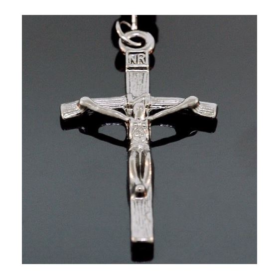 "Mens Genuine Black Onyx Crusifix Rosary Necklace 32"" K1223 2"