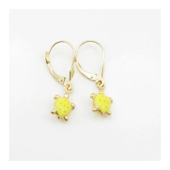14K Yellow gold Tortoise chandelier earrings for Children/Kids web381 4