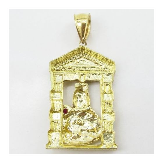 Mens 10k Yellow gold Red gemstone mary charm EGP52 4