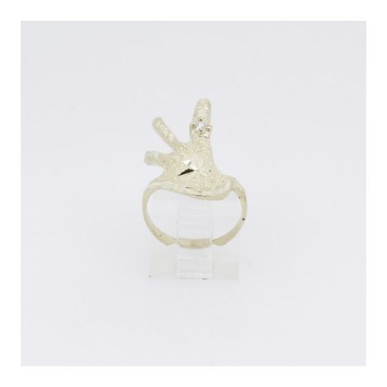 10k Yellow Gold Finger white ring ajr29 Size: 7 2