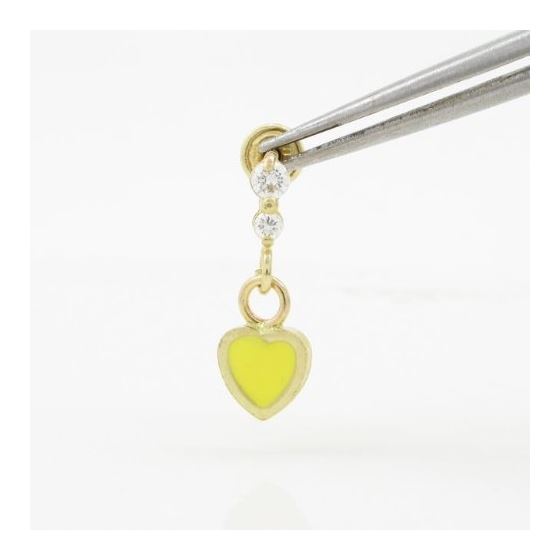 14K Yellow gold Thin heart cz chandelier earrings for Children/Kids web505 2