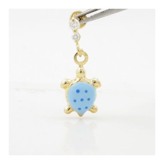 14K Yellow gold Tortoise cz chandelier earrings for Children/Kids web390 2